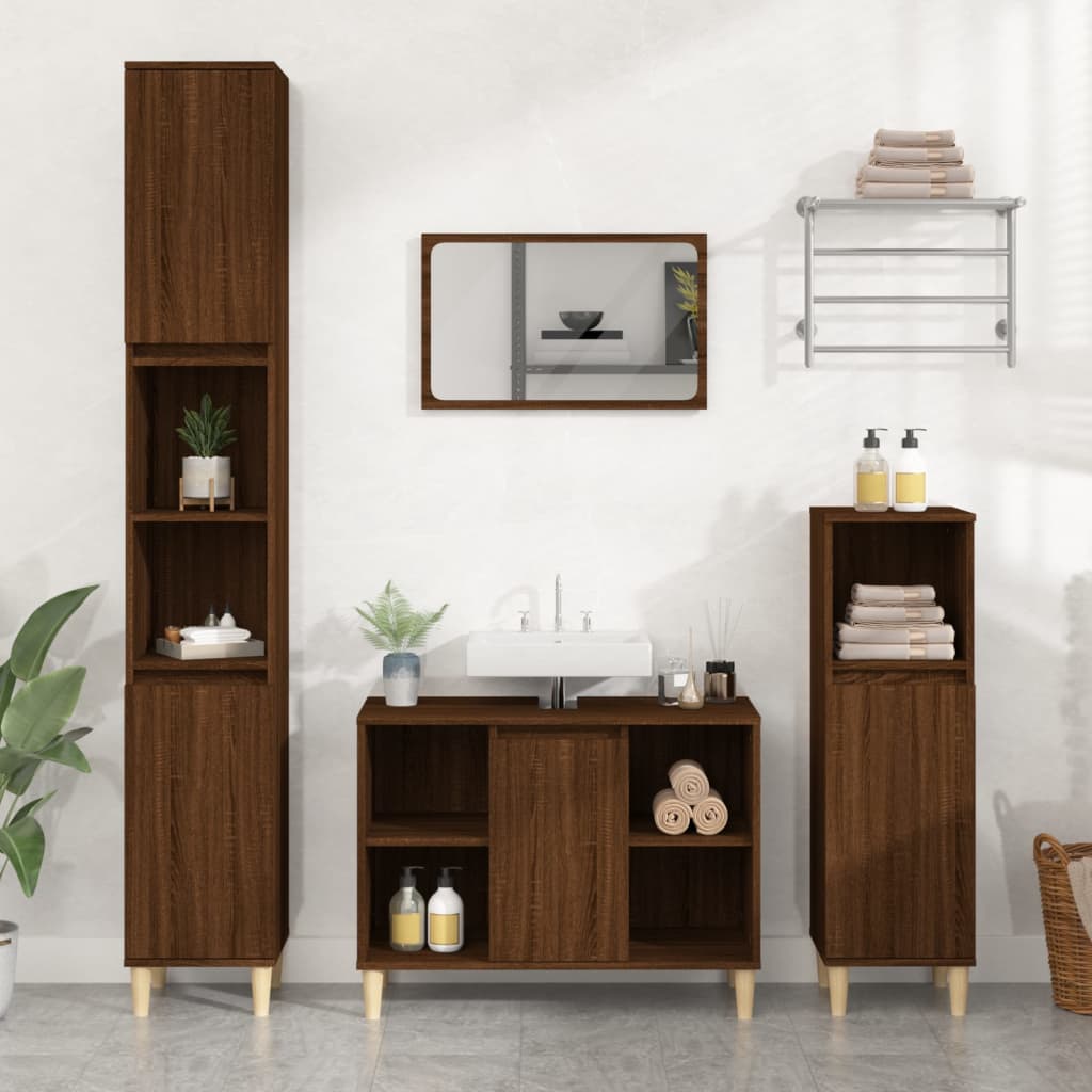 Washbasin Cabinet Brown Oak Look 80x33x60 cm