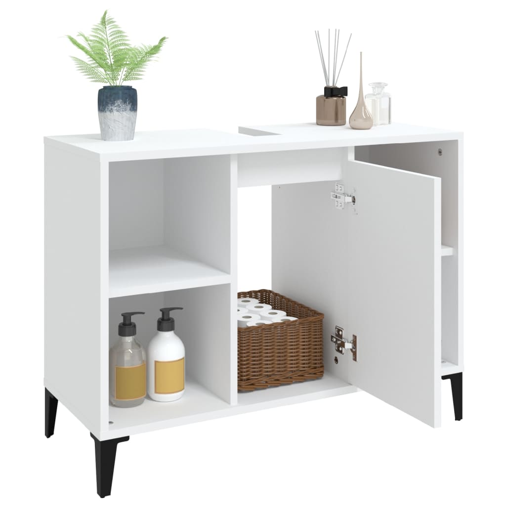 Washbasin Cabinet White 80x33x60 cm Wood Material