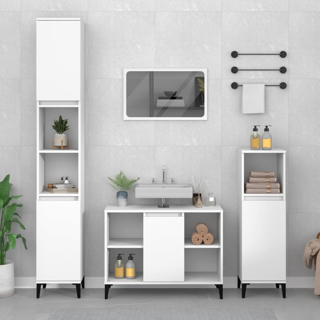 Washbasin Cabinet White 80x33x60 cm Wood Material