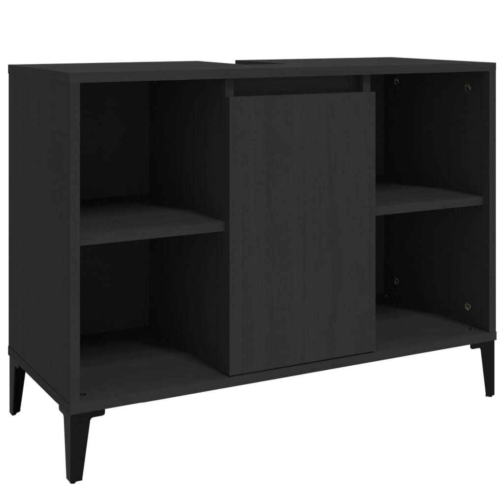 Washbasin Cabinet Black 80x33x60 cm Wood Material