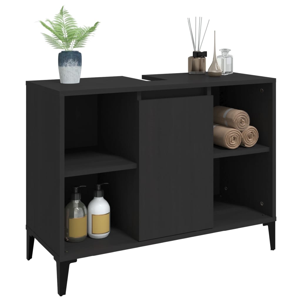 Washbasin Cabinet Black 80x33x60 cm Wood Material