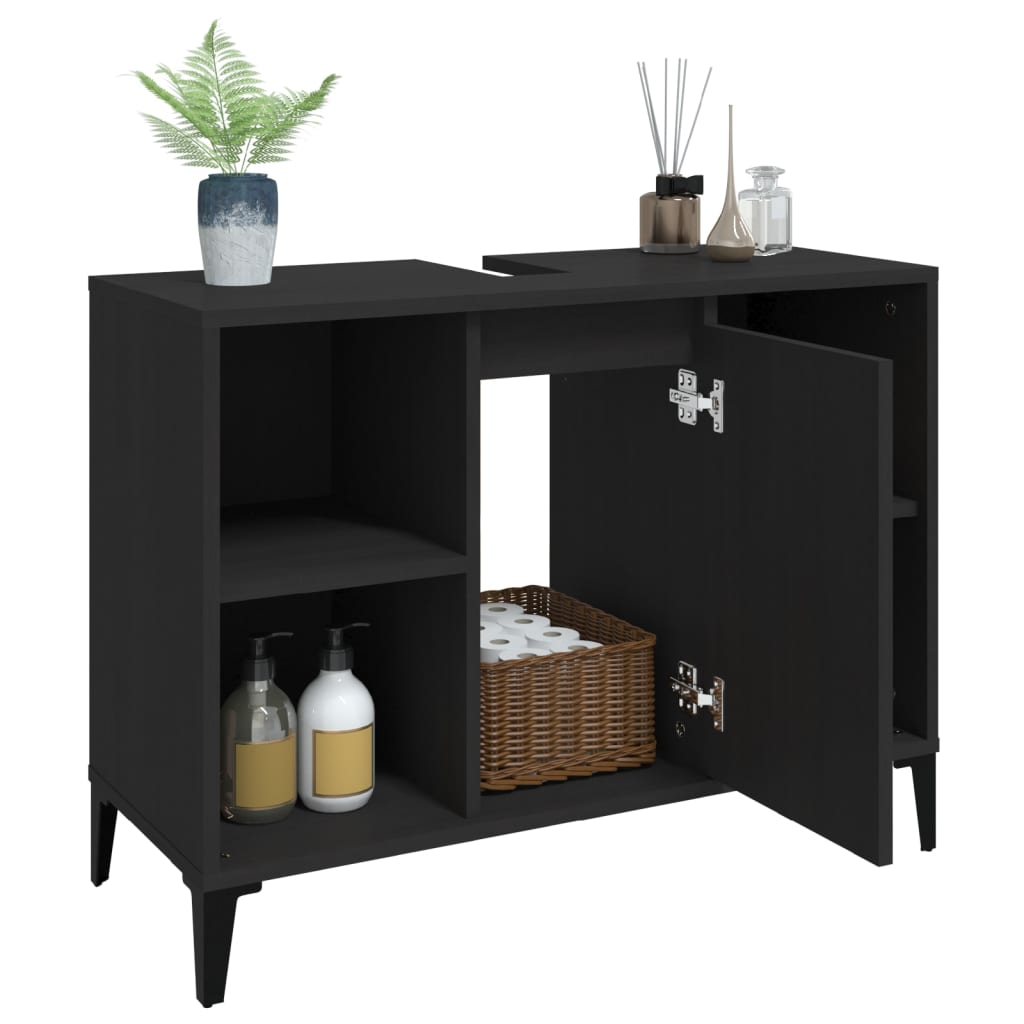 Washbasin Cabinet Black 80x33x60 cm Wood Material