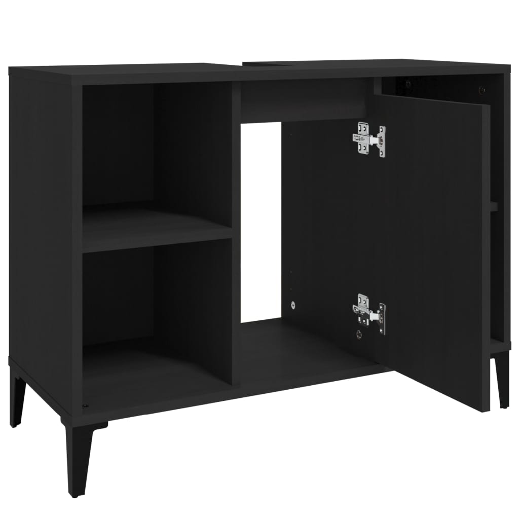 Washbasin Cabinet Black 80x33x60 cm Wood Material