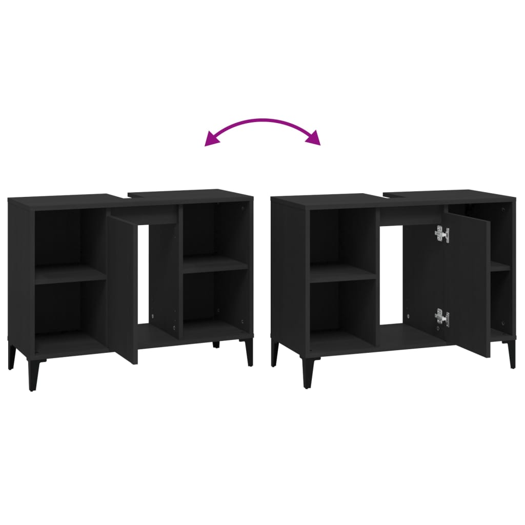 Washbasin Cabinet Black 80x33x60 cm Wood Material