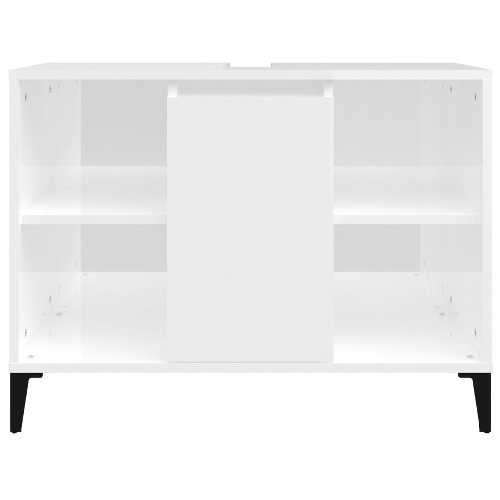 Washbasin base cabinet high gloss white 80x33x60cm wood material