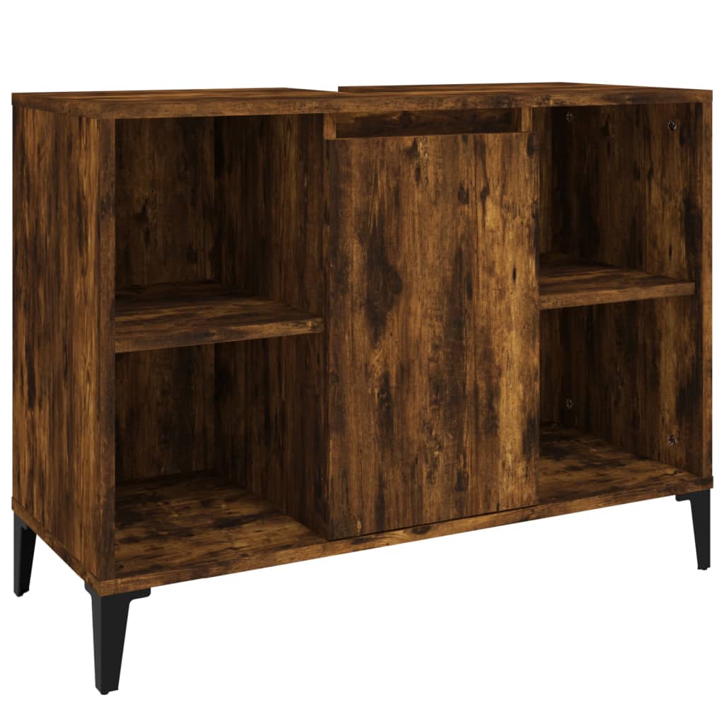 Washbasin base cabinet smoked oak 80x33x60 cm wood material