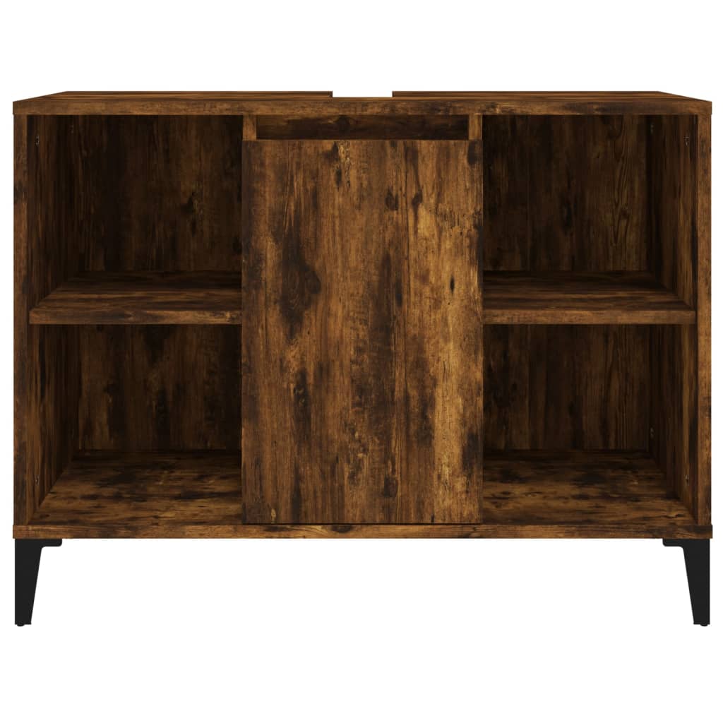 Washbasin base cabinet smoked oak 80x33x60 cm wood material