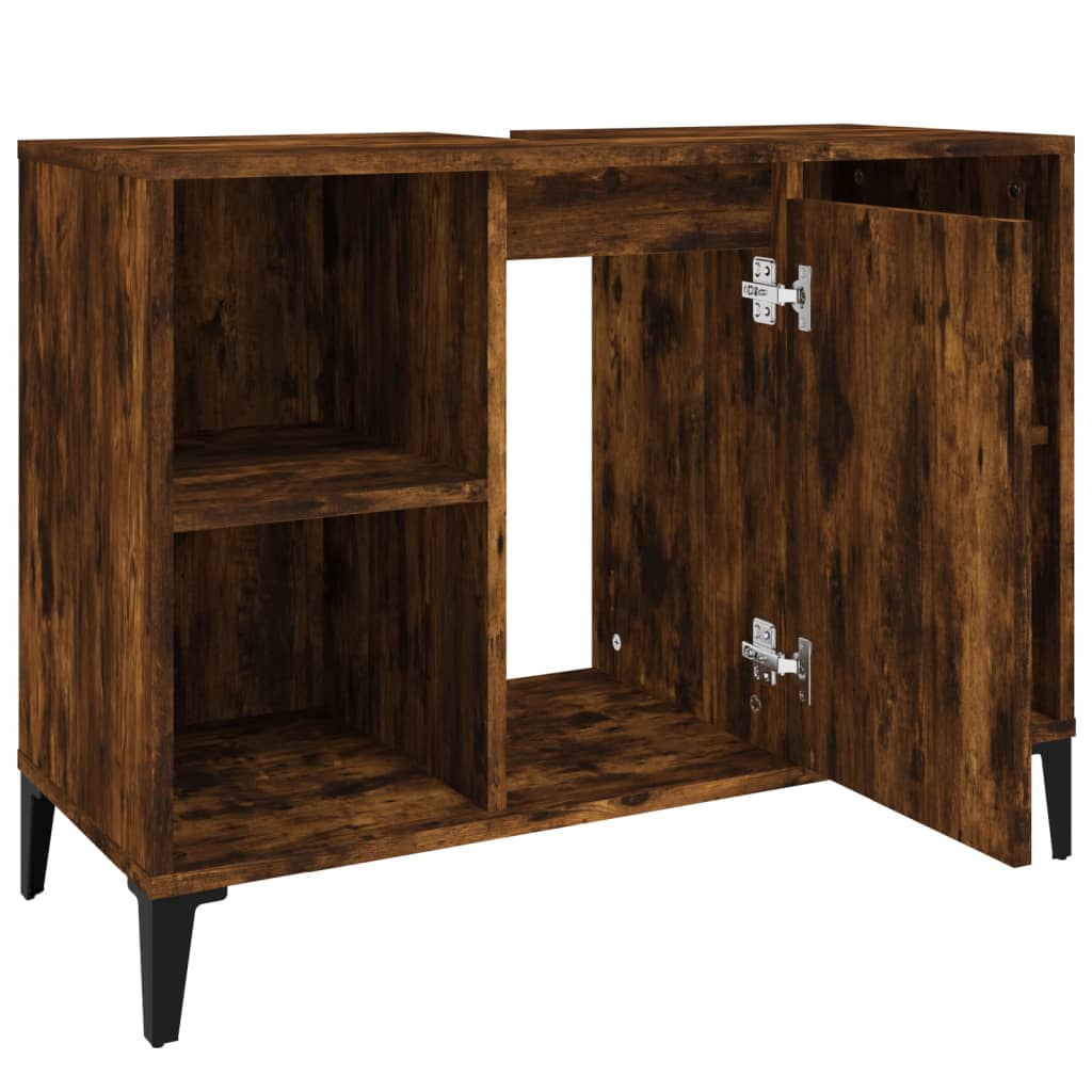 Washbasin base cabinet smoked oak 80x33x60 cm wood material