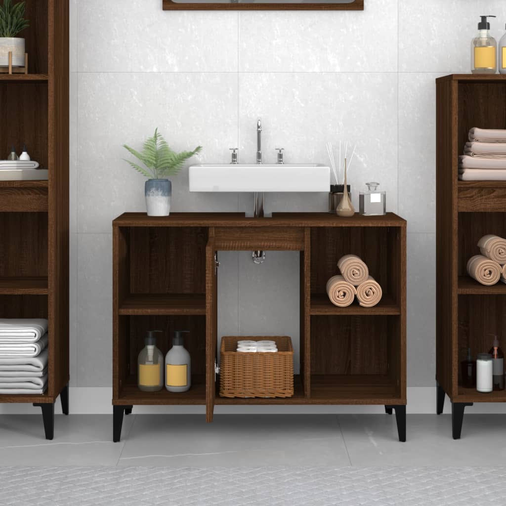 Washbasin Cabinet Brown Oak Look 80x33x60 cm