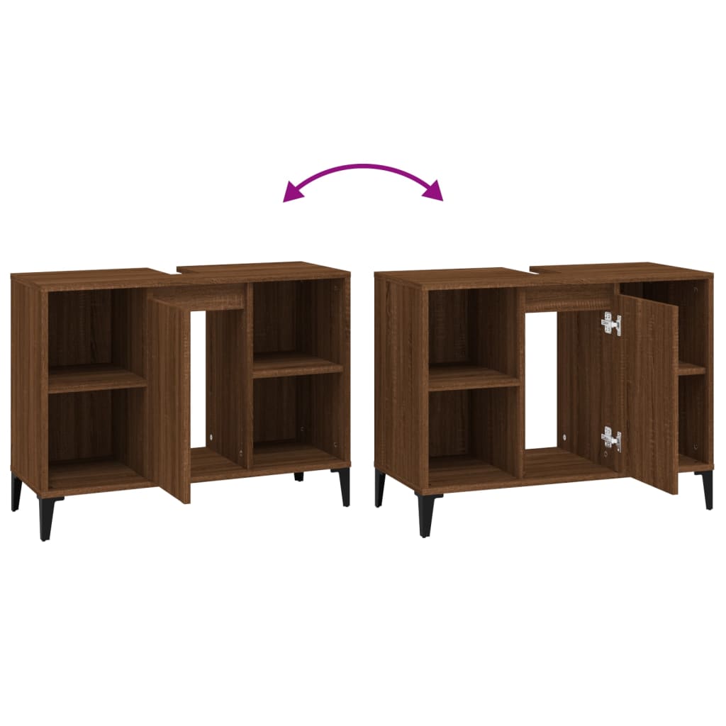 Washbasin Cabinet Brown Oak Look 80x33x60 cm