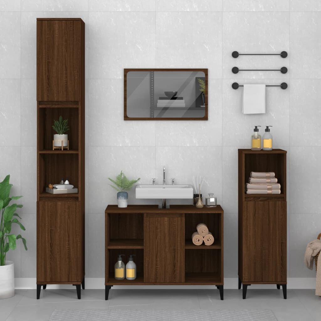 Washbasin Cabinet Brown Oak Look 80x33x60 cm