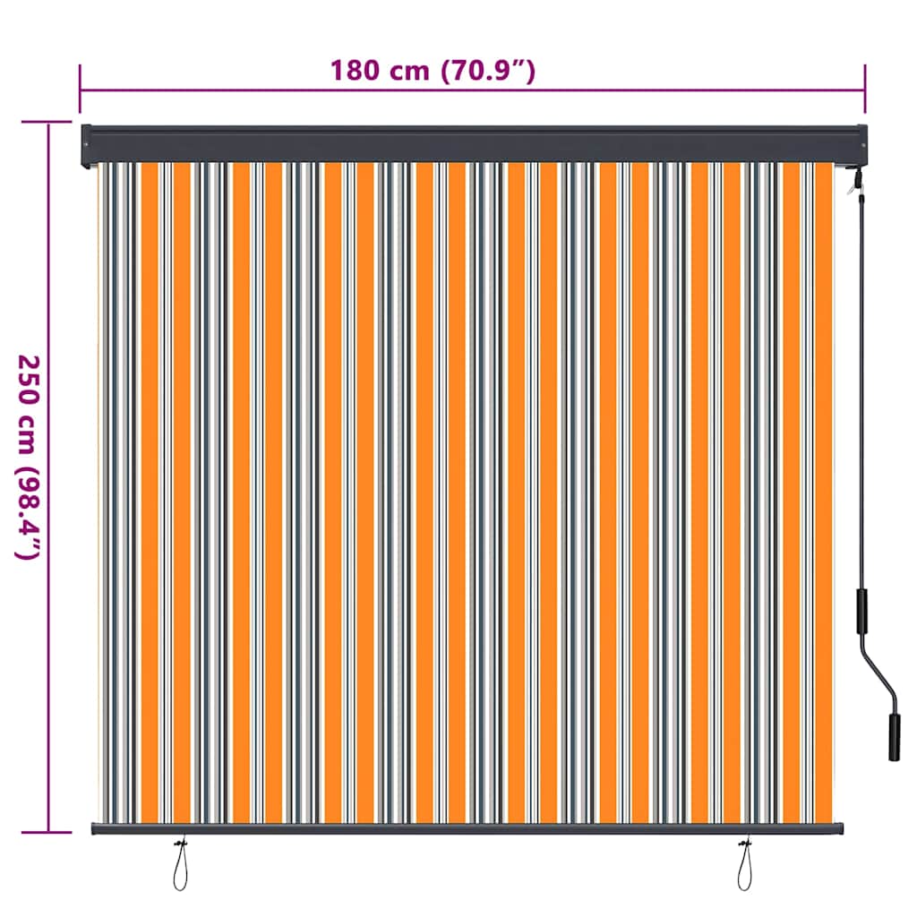 Rollo Gelb und Blau 180 x 250 cm Stoff und Aluminium