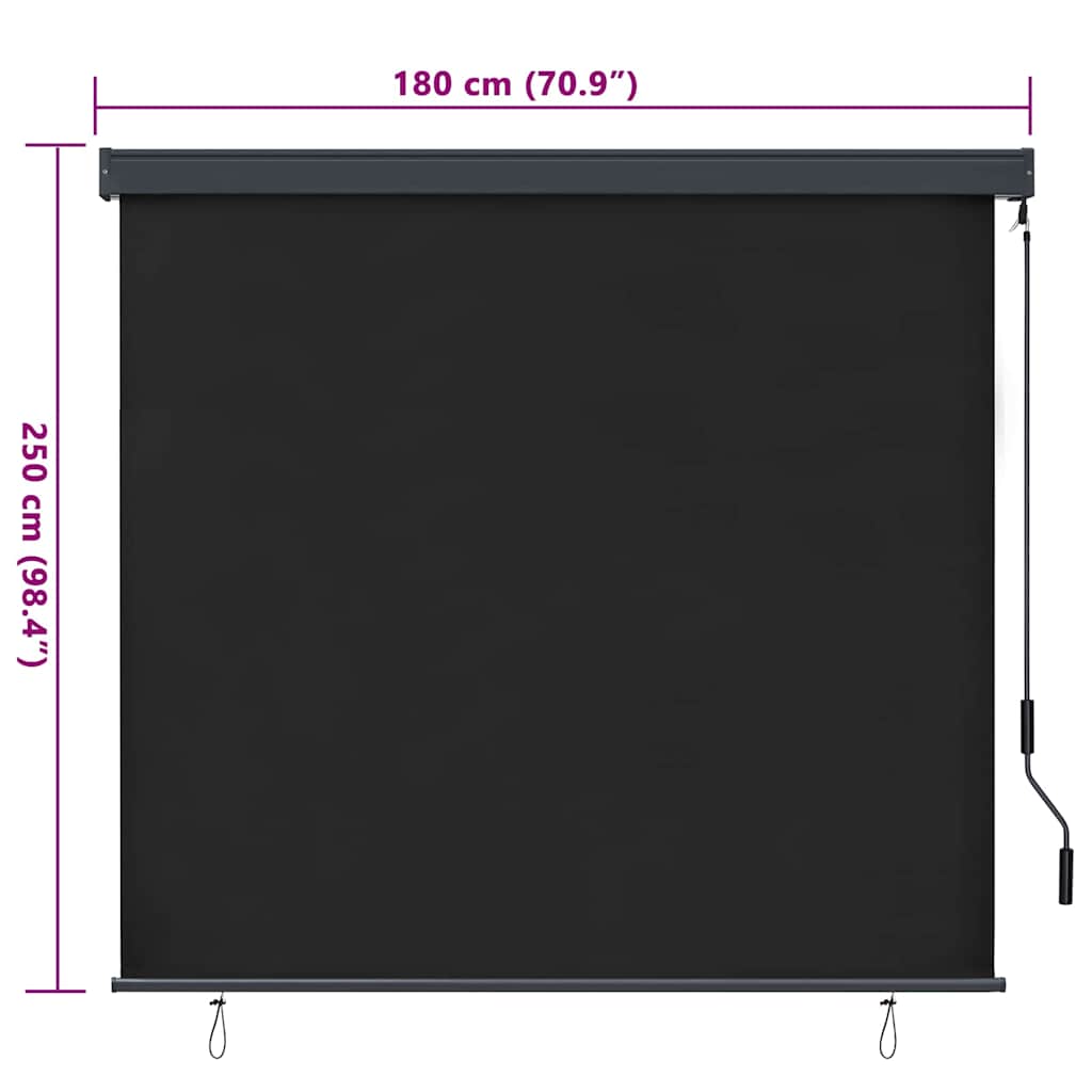 Rollo Anthrazit 180 x 250 cm Stoff und Aluminium