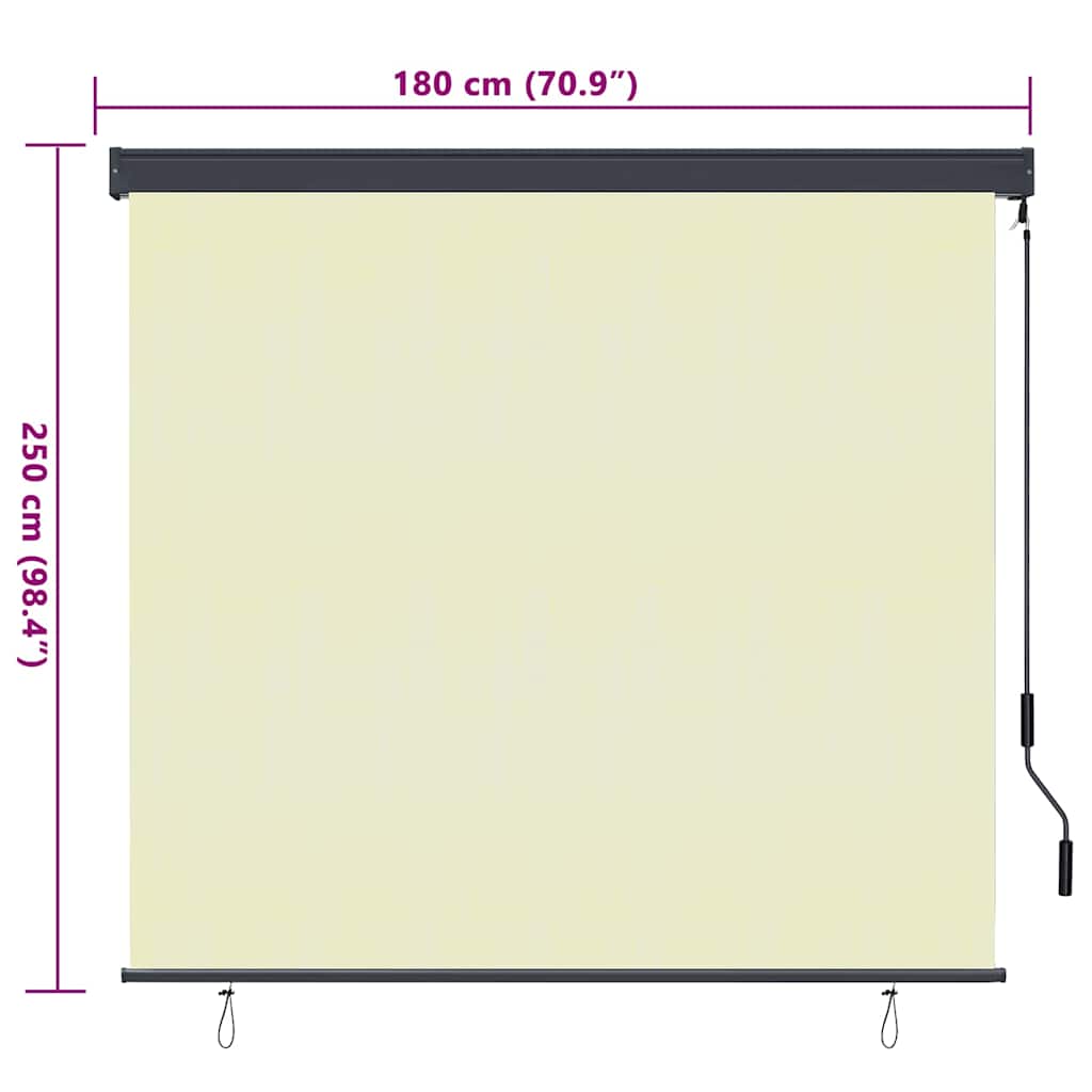 Rollo Creme 180 x 250 cm Stoff und Aluminium