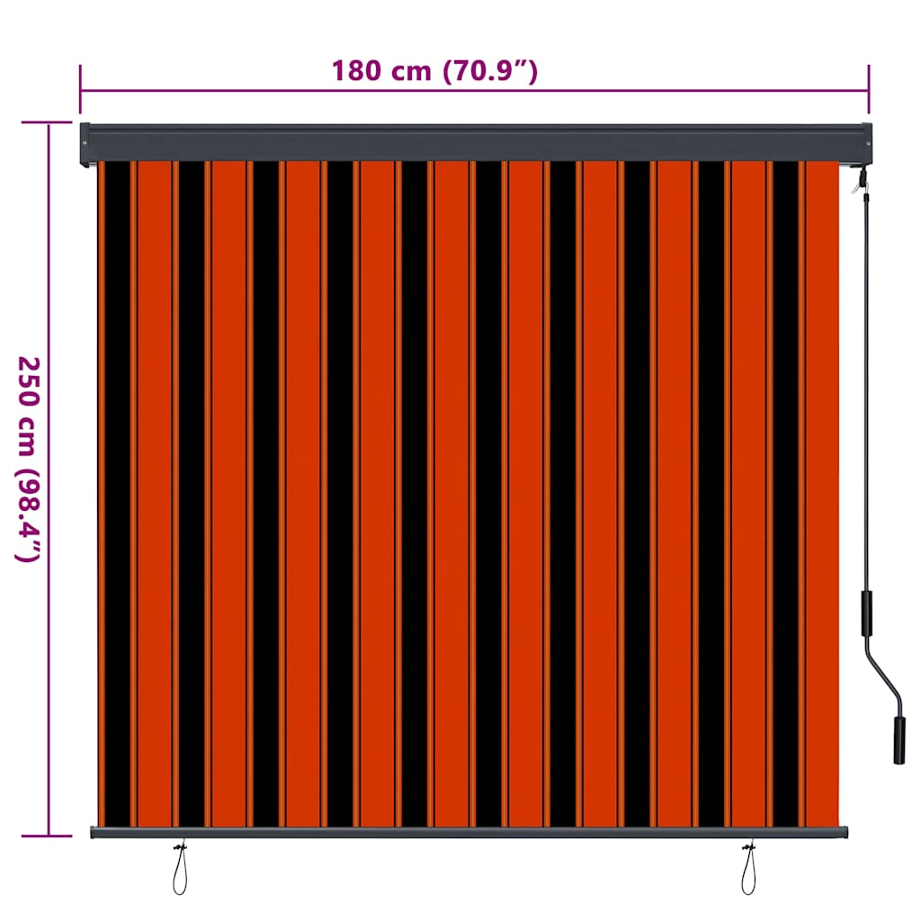 Rollo Orange und Braun 180 x 250 cm Stoff und Aluminium