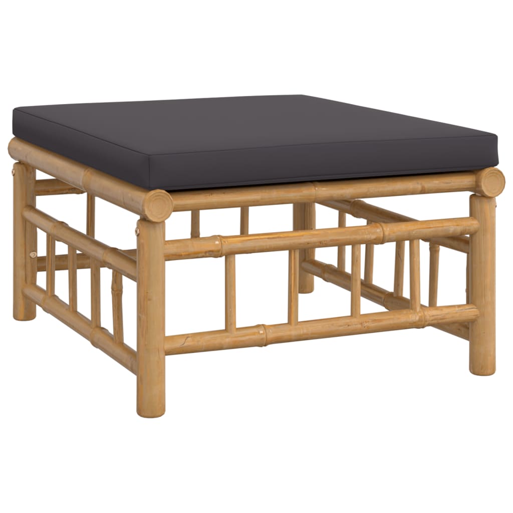 Salon de jardin 10 pièces avec coussins en bambou gris foncé