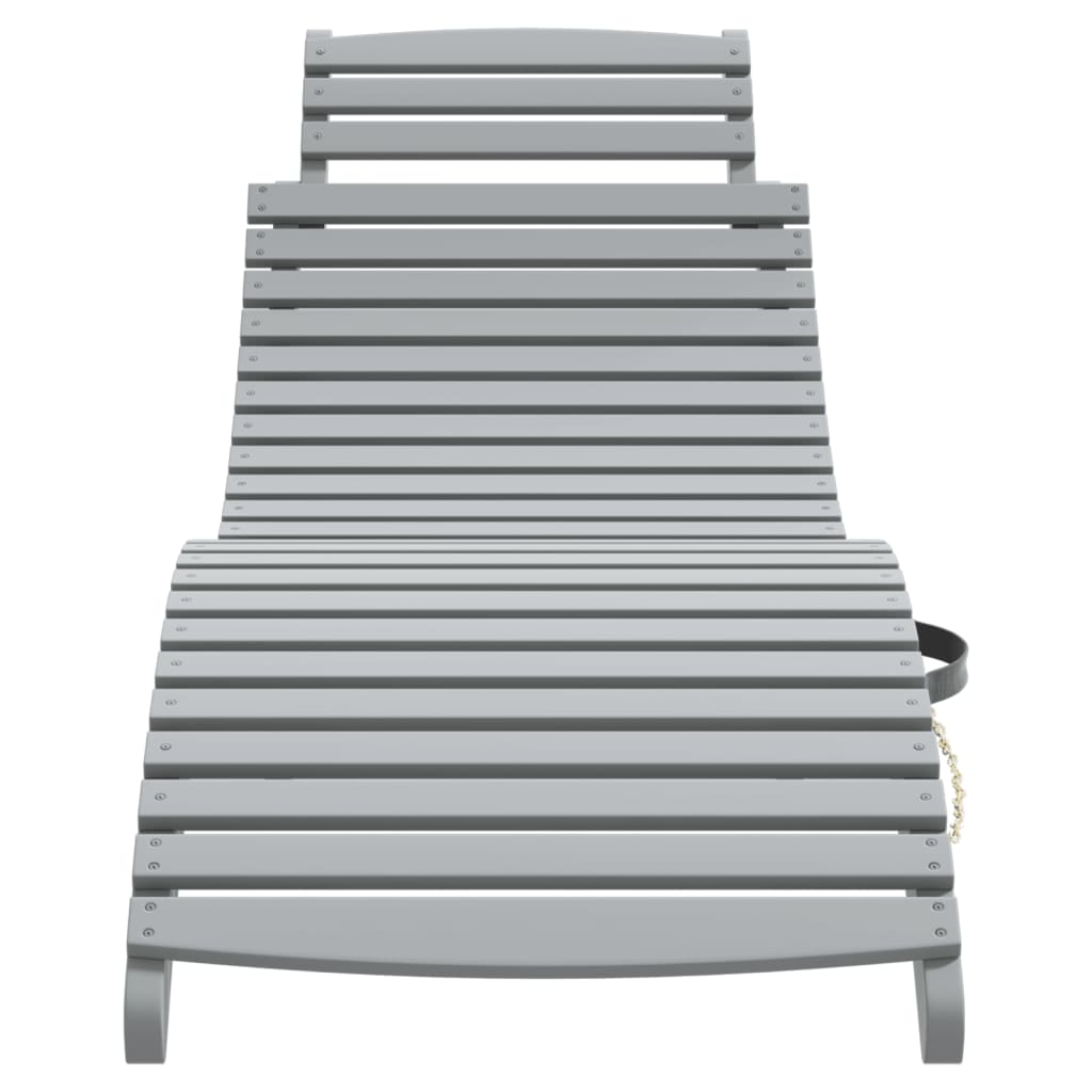 Sun loungers 2 pcs. Grey 184x55x64 cm solid acacia wood