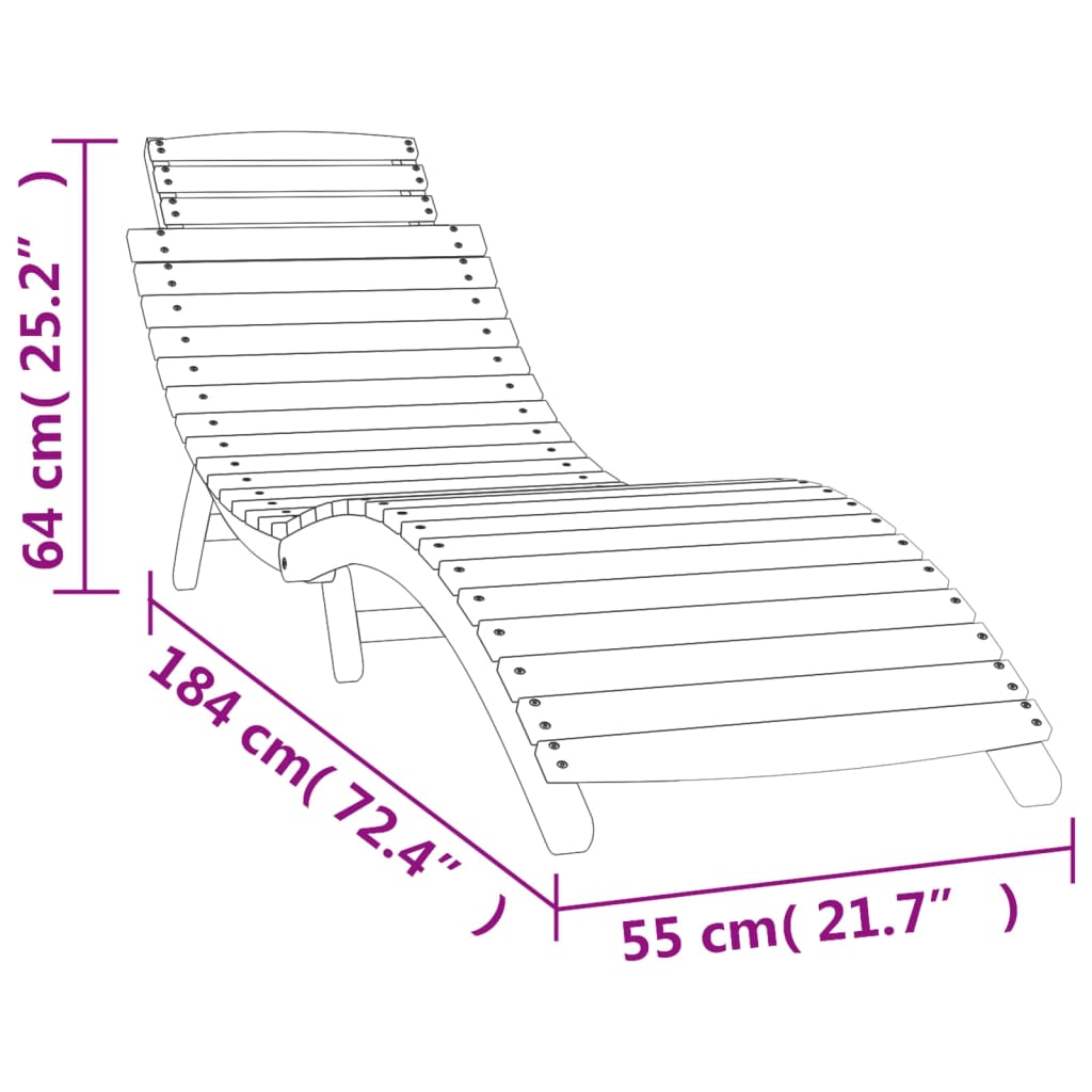 Sun loungers 2 pcs. White 184x55x64 cm solid acacia wood