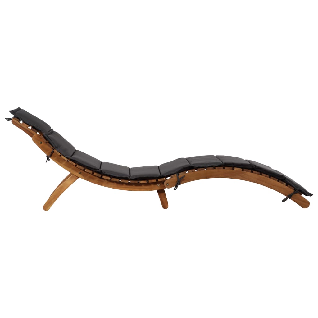 Chaises longues avec coussins, lot de 2, en bois d'acacia massif gris foncé