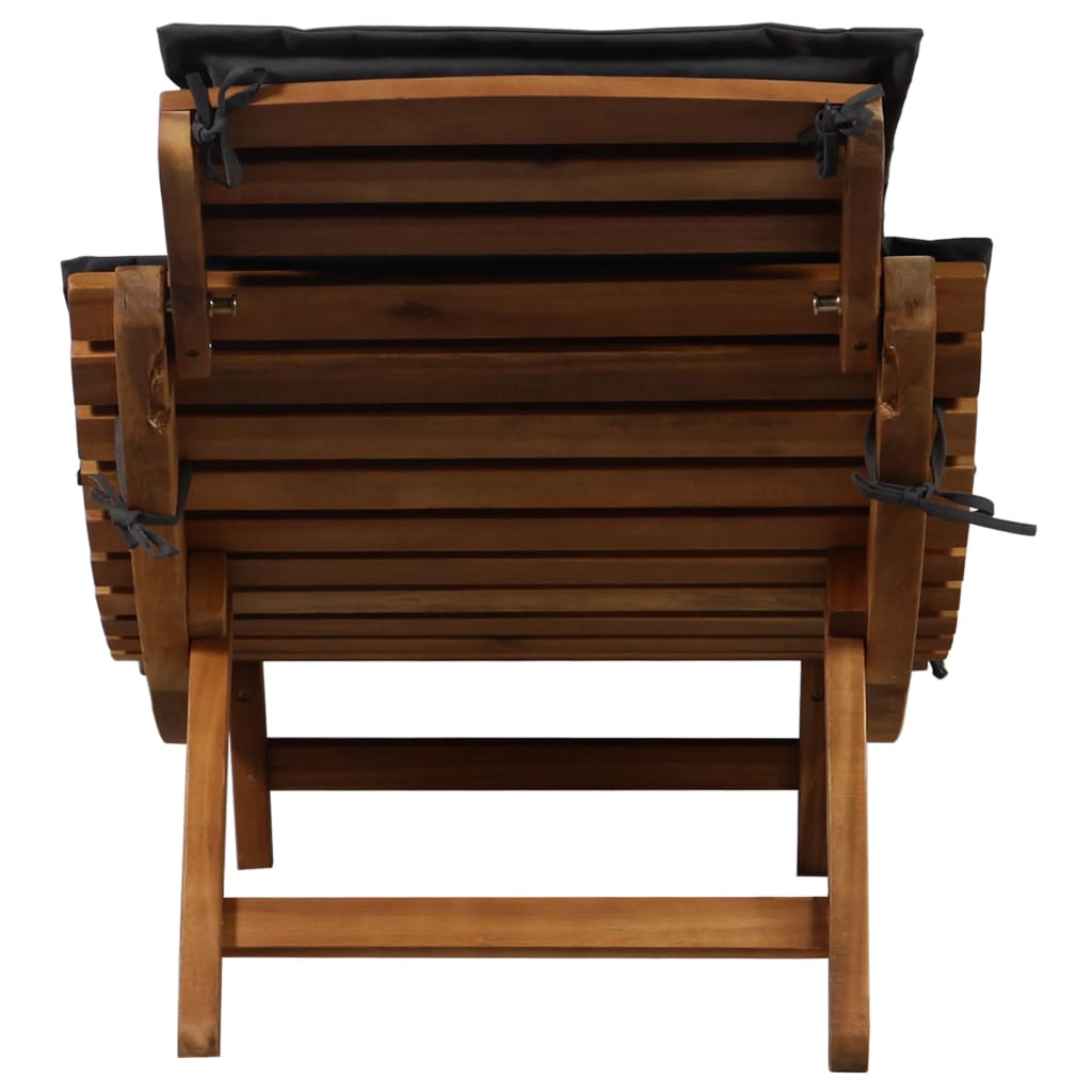 Chaises longues avec coussins, lot de 2, en bois d'acacia massif gris foncé