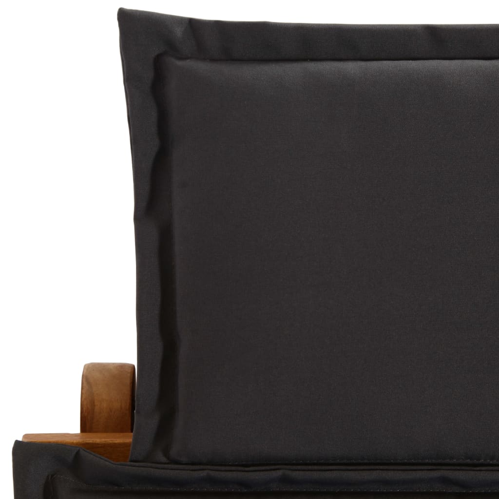 Chaises longues avec coussins, lot de 2, en bois d'acacia massif gris foncé
