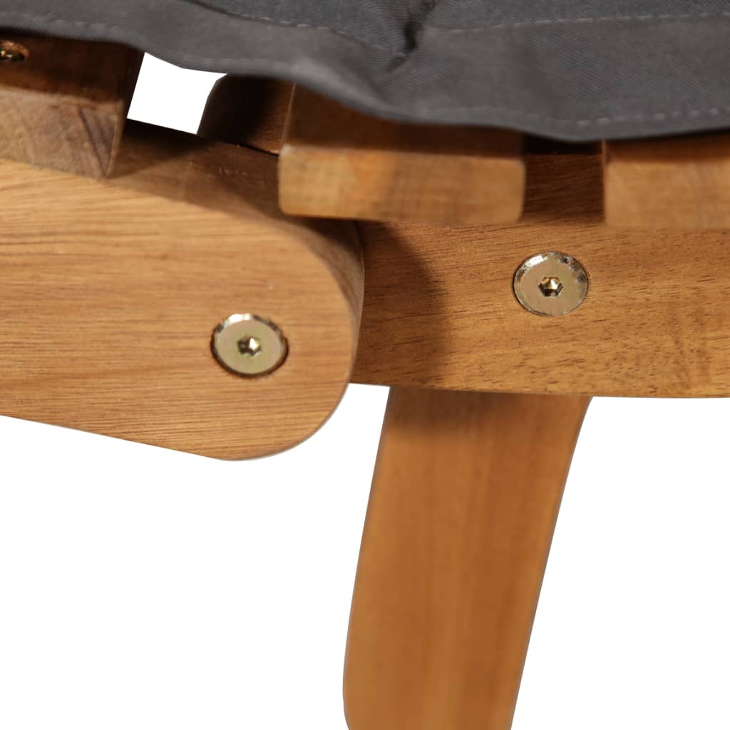 Chaises longues avec coussins, lot de 2, en bois d'acacia massif gris foncé