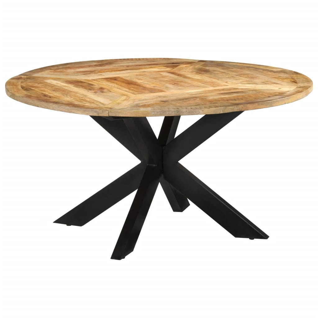 Table à manger Ø150x76 cm en bois de manguier massif brut