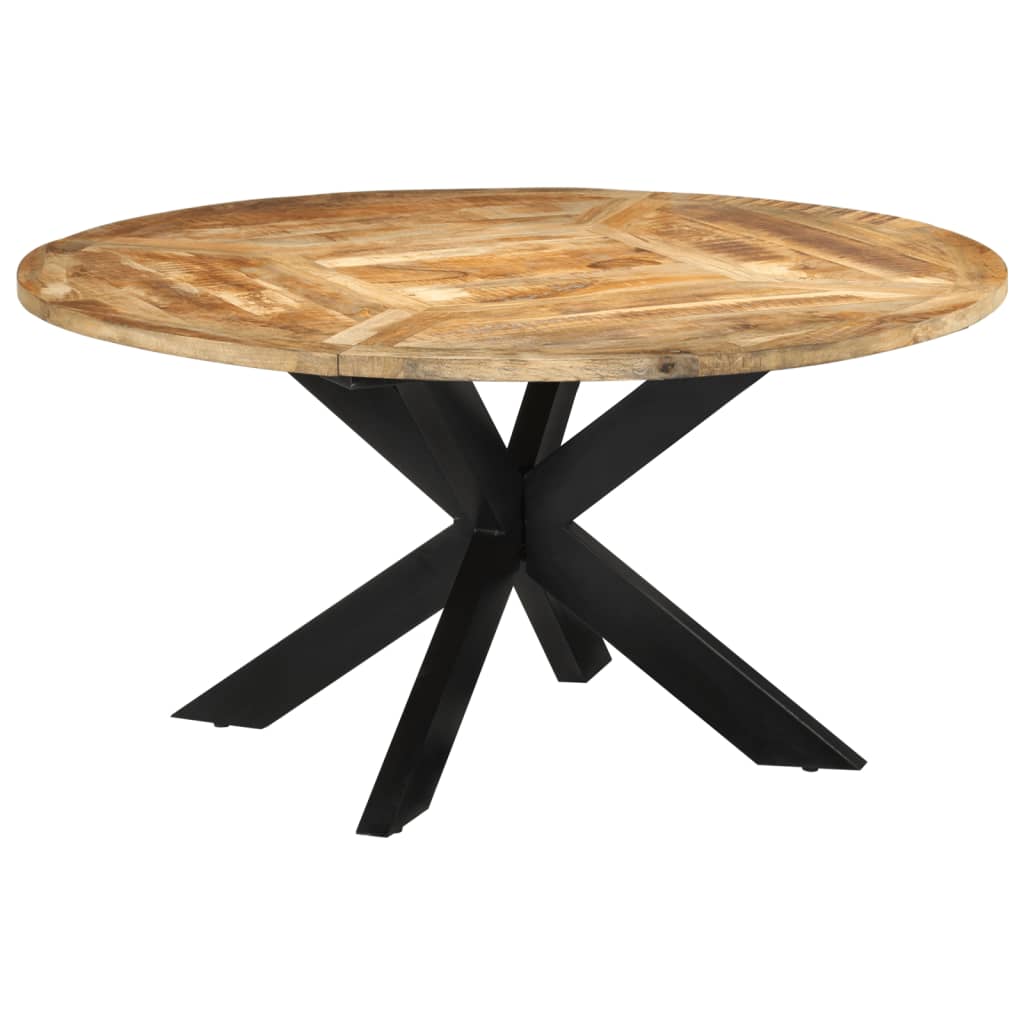 Table à manger Ø150x76 cm en bois de manguier massif brut