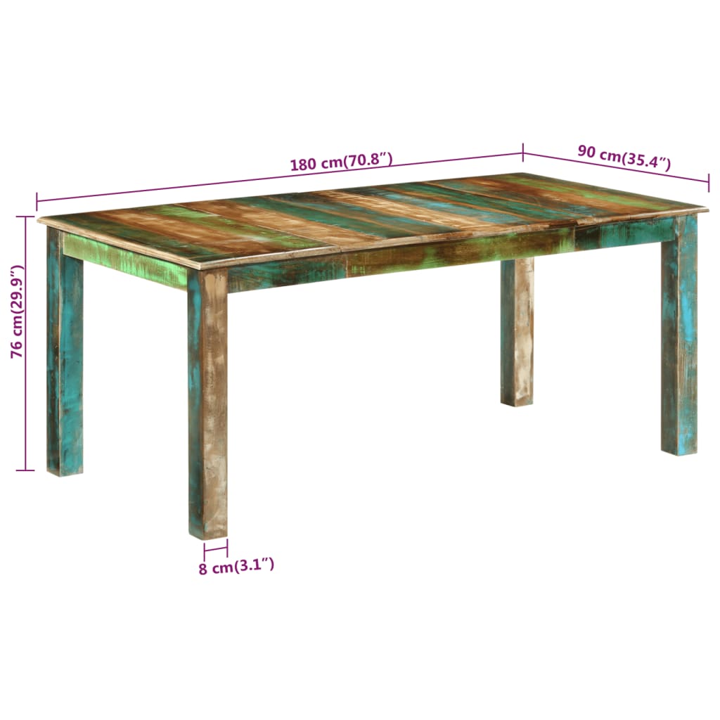 Esstisch 180x90x76 cm Massivholz Altholz