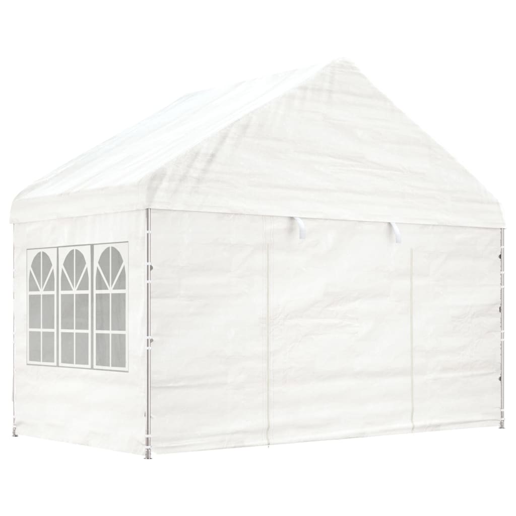 Pavillon mit Dach Weiß 11,15x4,08x3,22 m Polyethylen
