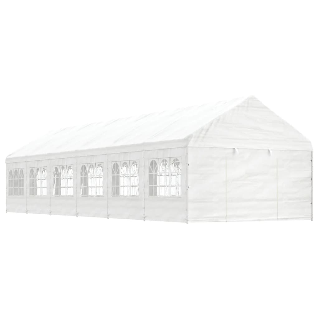 Pavillon mit Dach Weiß 13,38x4,08x3,22 m Polyethylen