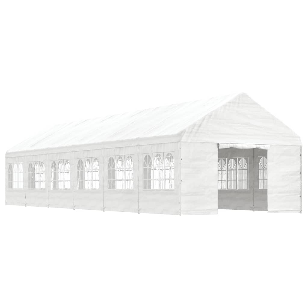 Pavillon mit Dach Weiß 13,38x4,08x3,22 m Polyethylen
