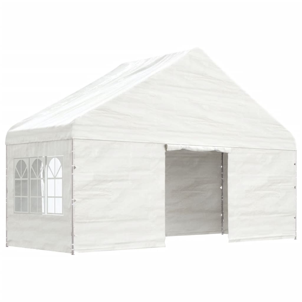 Pavillon mit Dach Weiß 11,15x5,88x3,75 m Polyethylen