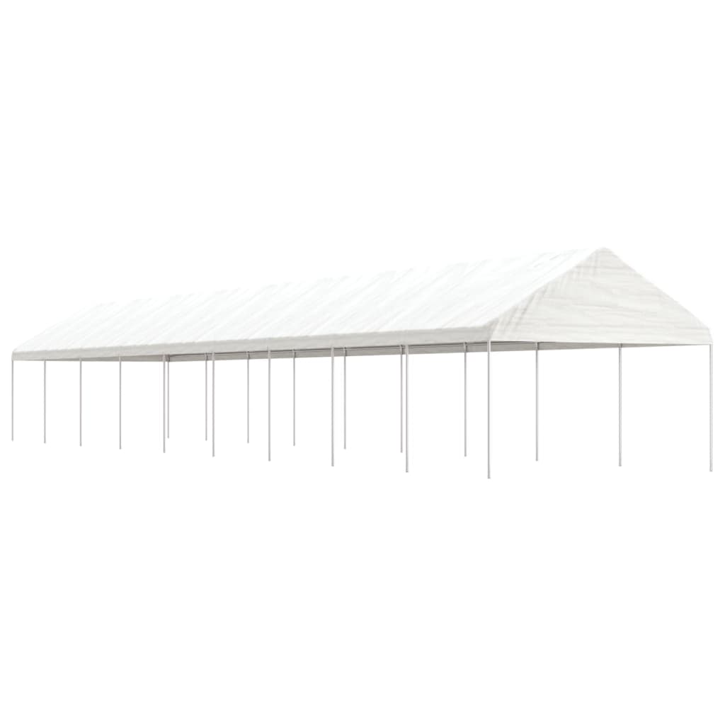 Pavillon avec toit blanc 20,07x4,08x3,22 m en polyéthylène