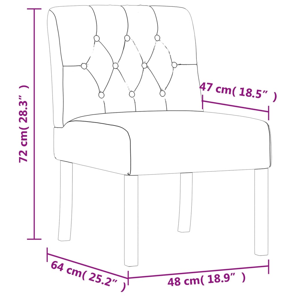 Sessel ohne Armlehne Leinen mit Knopfheftung