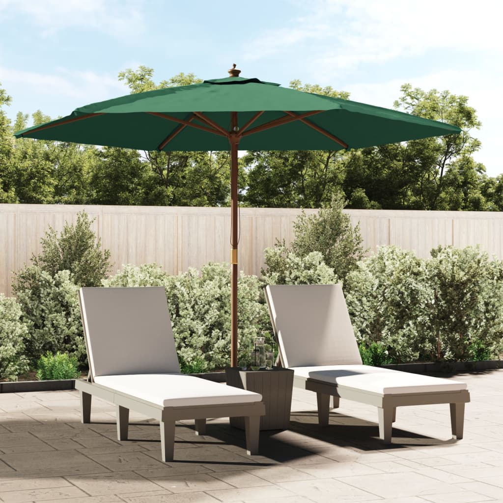 Parasol with wooden pole green 299x240 cm