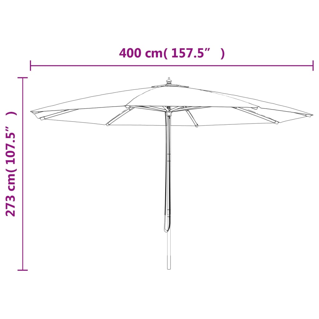 Parasol with wooden pole anthracite 400x273 cm