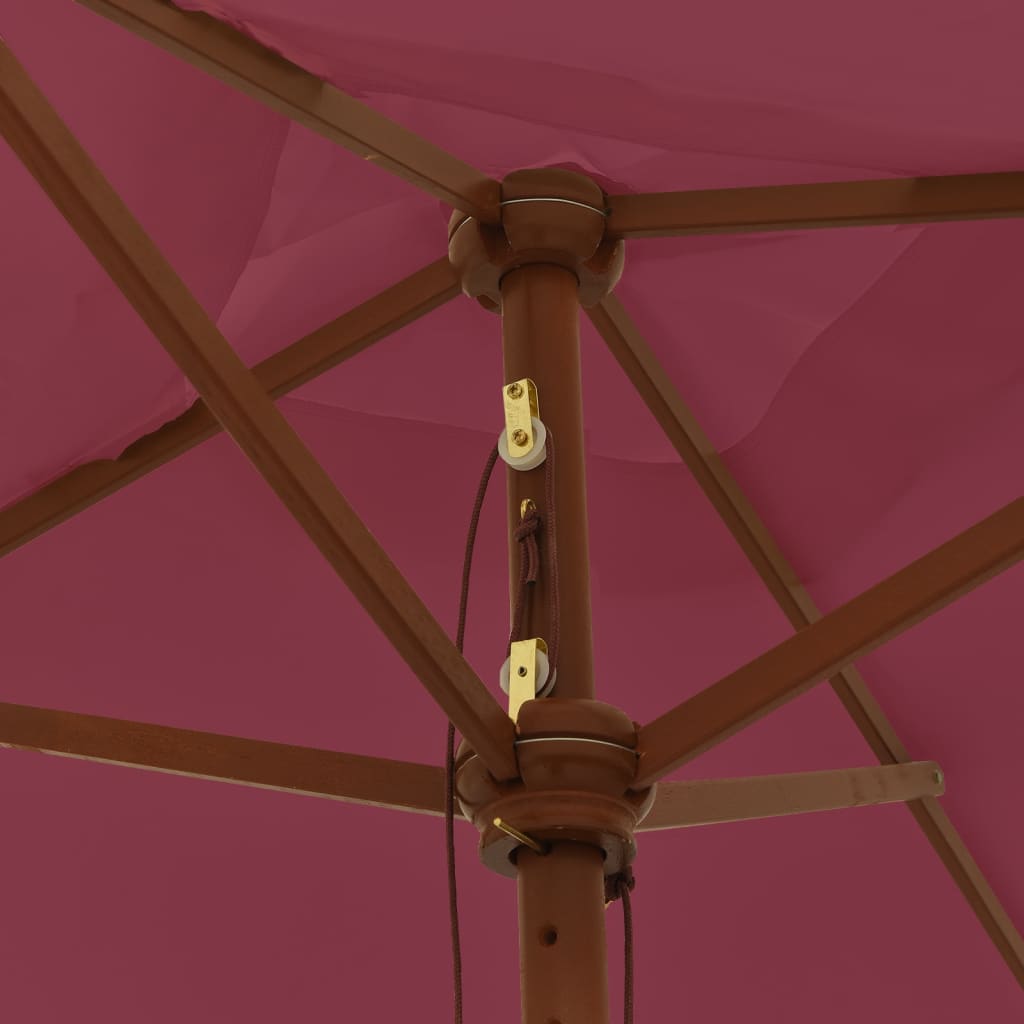 Parasol with wooden pole Bordeaux red 198x198x231 cm