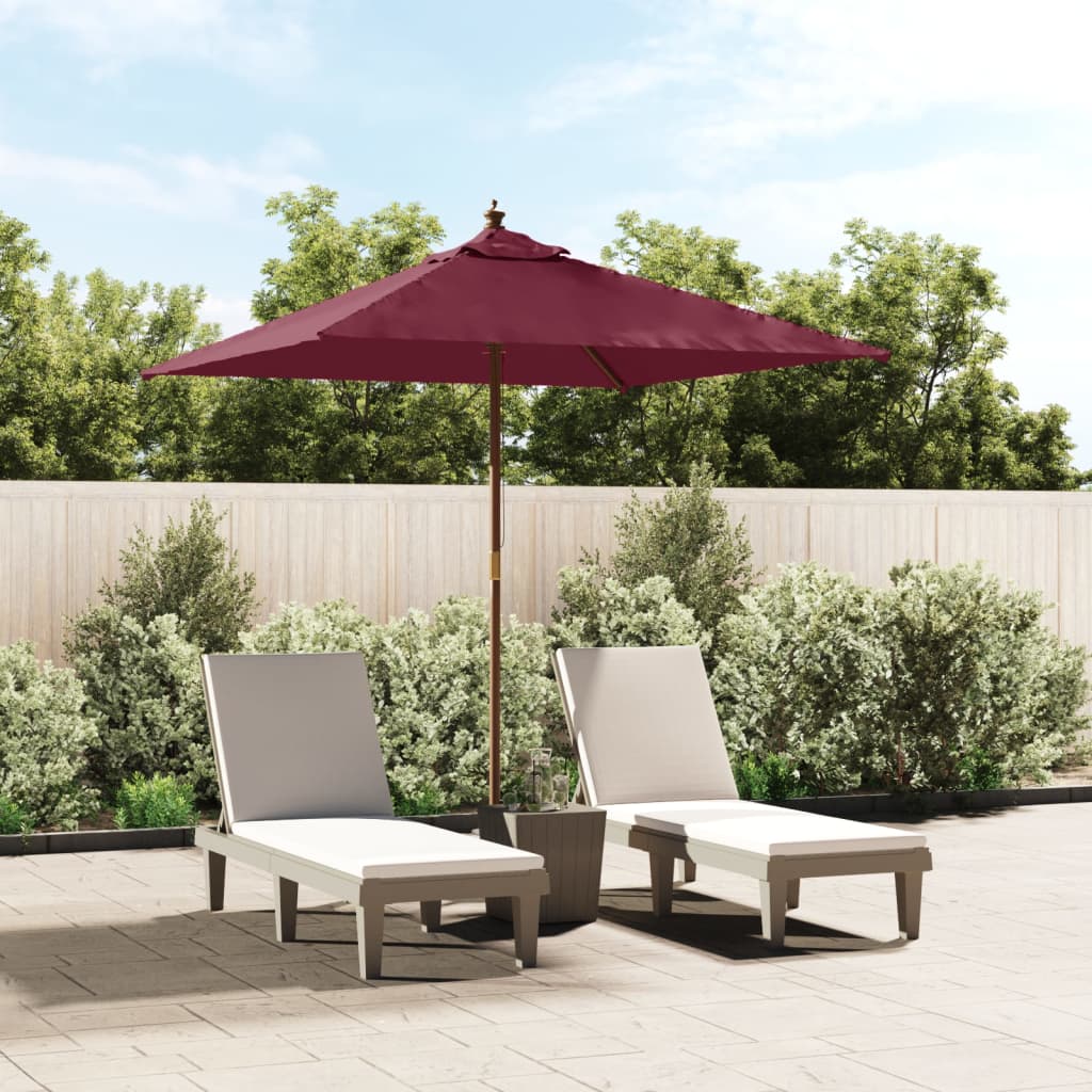Parasol with wooden pole Bordeaux red 198x198x231 cm