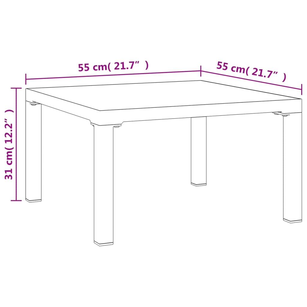 Table basse de jardin grise 55x55x31 cm DPC et acier