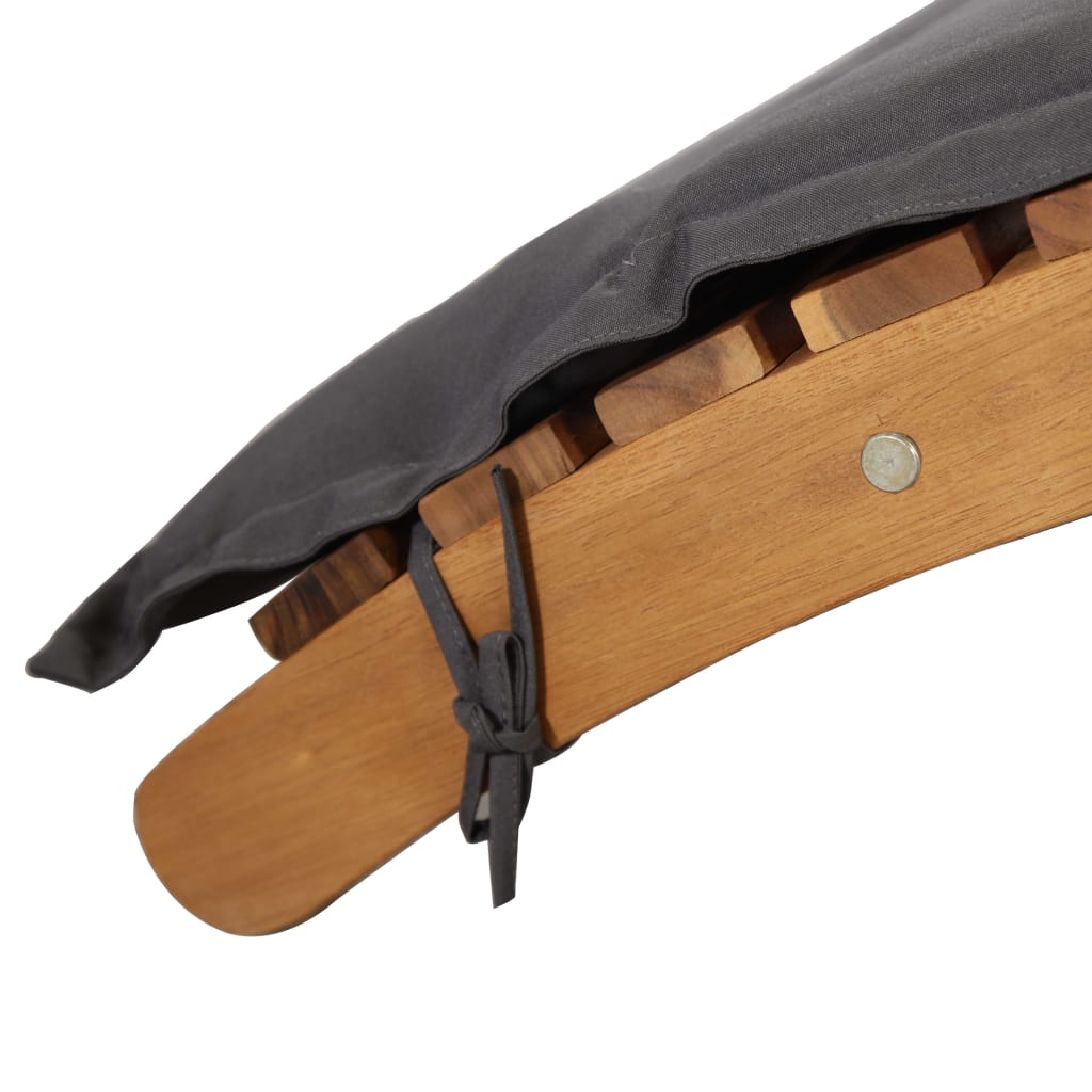 Sonnenliege mit Dunkelgrauen Kissen Massivholz Akazie