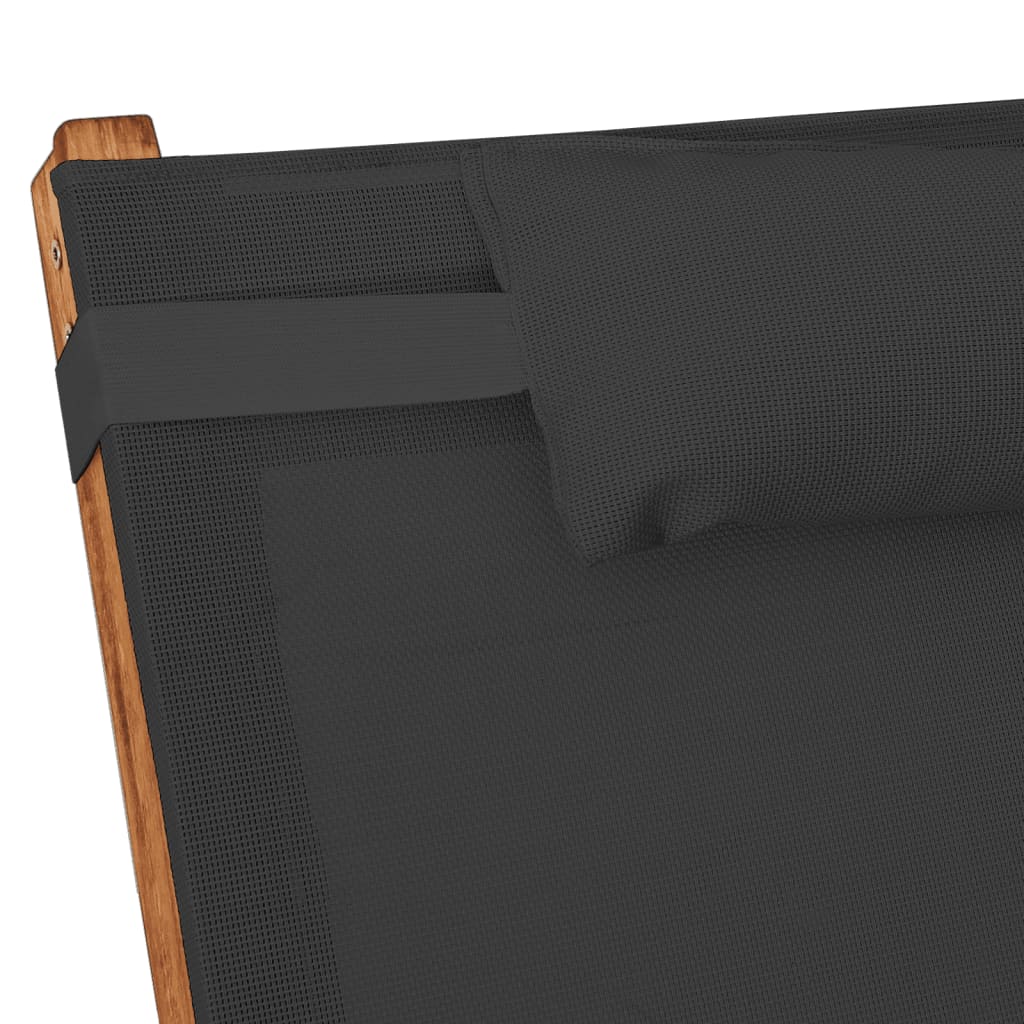 Bain de soleil avec coussin en textilène gris et bois de peuplier massif