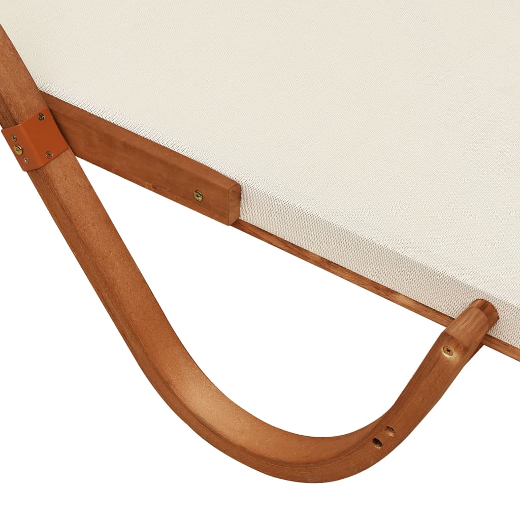 Bain de soleil avec coussin en textilène blanc et bois de peuplier massif