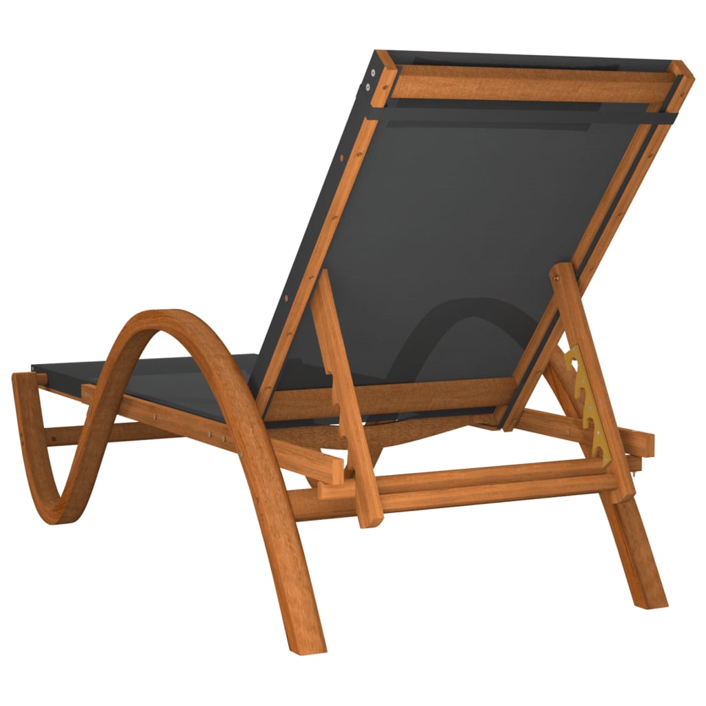 Bain de soleil avec coussin en textilène gris et bois de peuplier massif