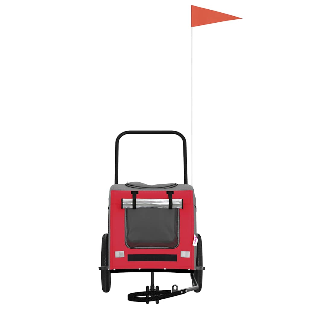Fahrradanhänger für Haustiere Rot und Grau 124.5 x 63.5 x 53 cm