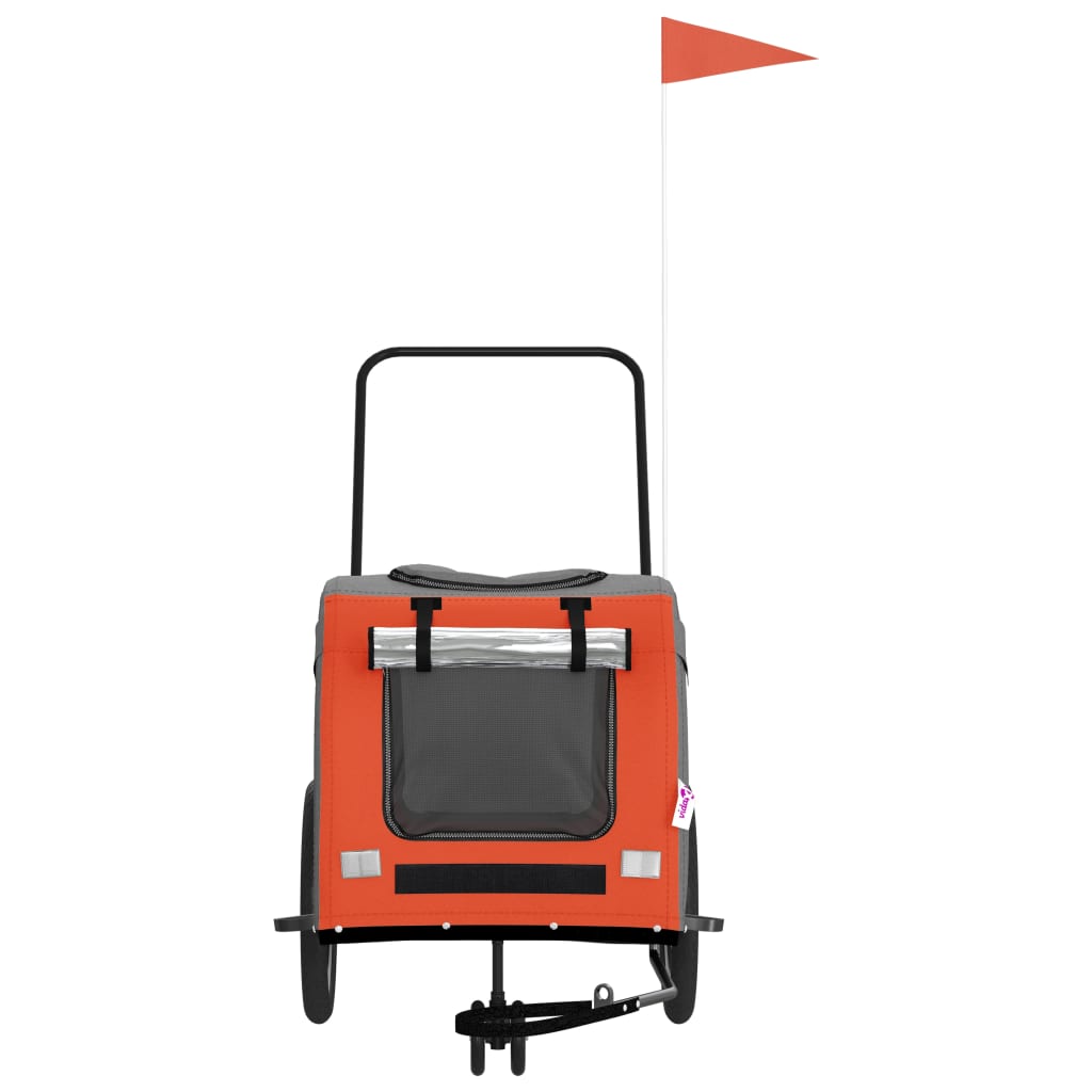 Bicycle Trailer Dogs Orange and Gray Oxford Fabric and Iron
