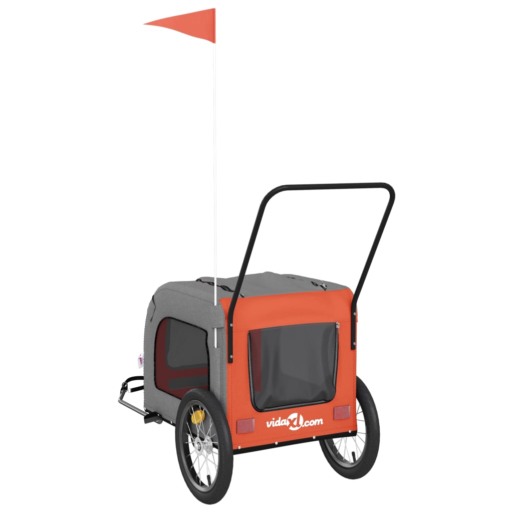 Bicycle Trailer Dogs Orange and Gray Oxford Fabric and Iron