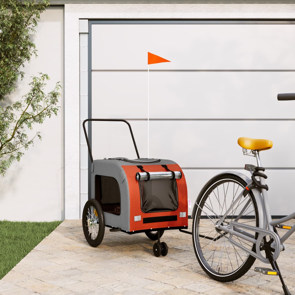 Bicycle Trailer Dogs Orange and Gray Oxford Fabric and Iron