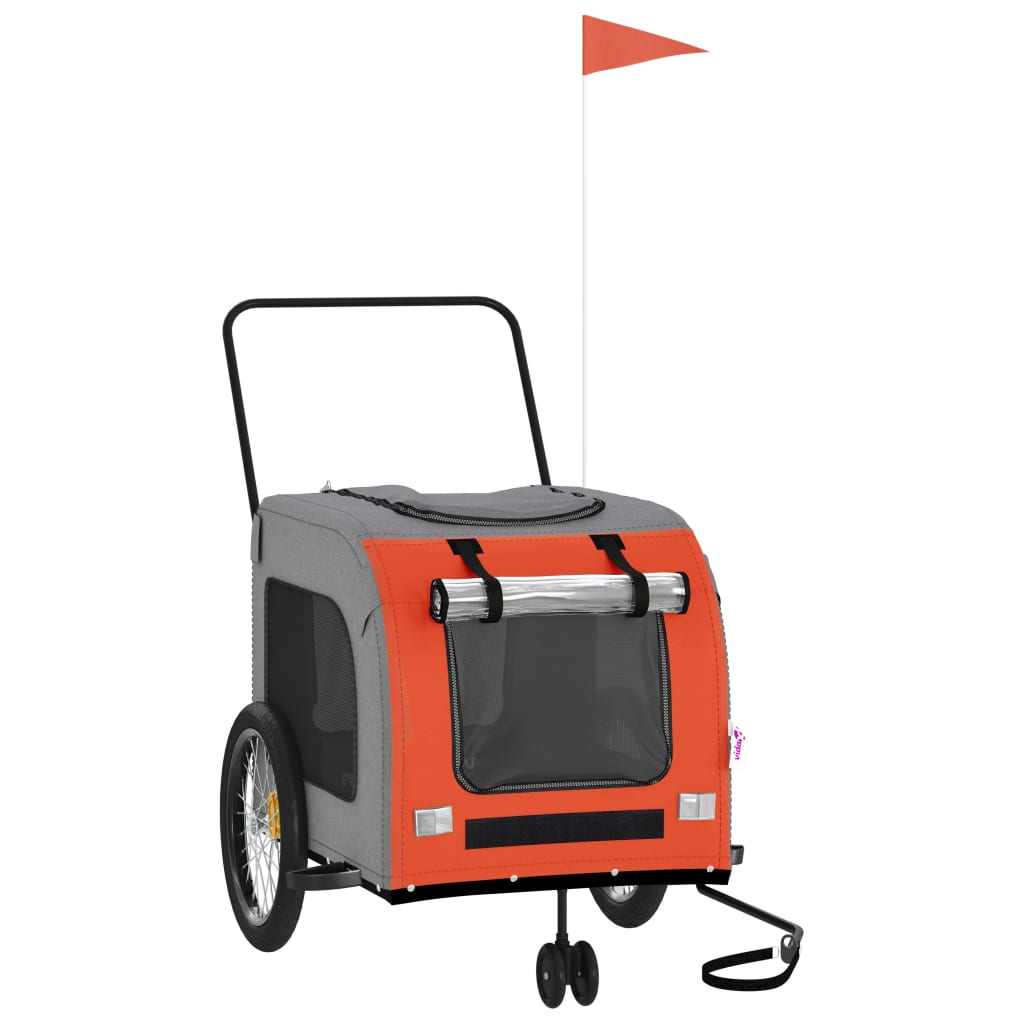 Bicycle Trailer Dogs Orange and Gray Oxford Fabric and Iron