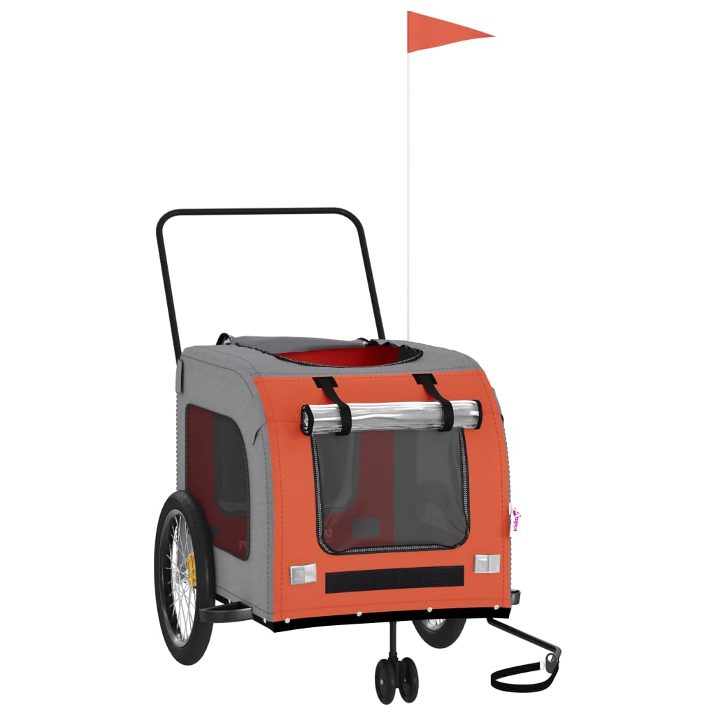 Bicycle Trailer Dogs Orange and Gray Oxford Fabric and Iron